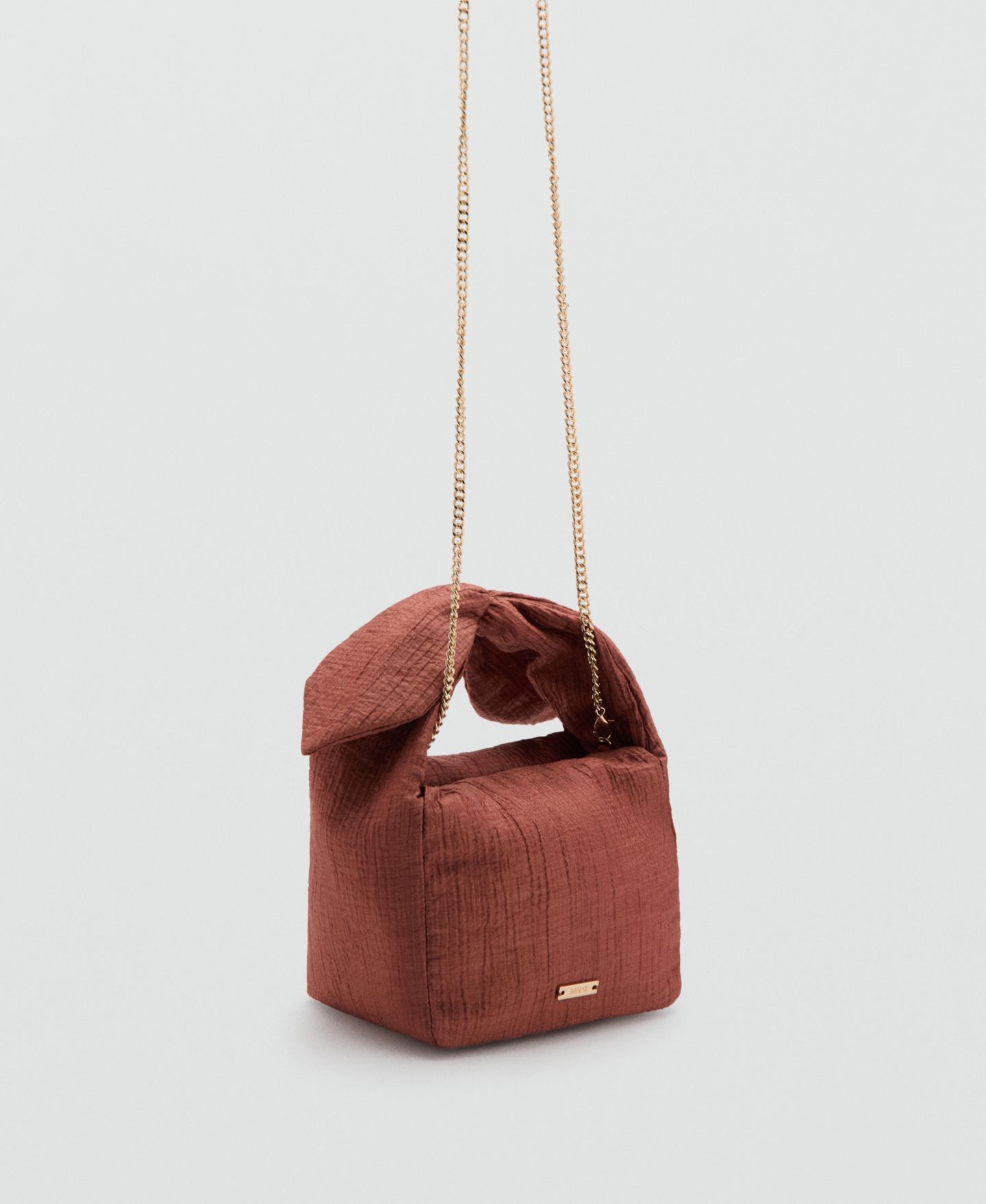 Женская сумка Mango Bow Crinkled Handbag, цвет: Оранжевый — фото 2