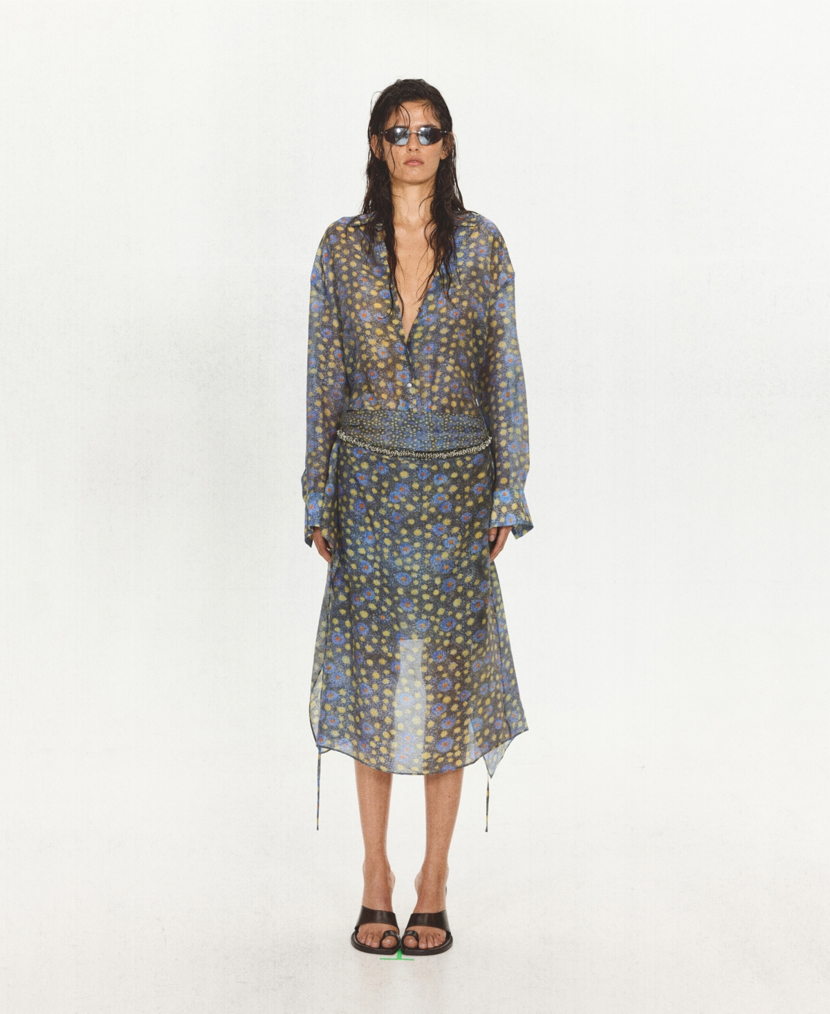 Mango Women's Semi-Sheer Printed Shirt