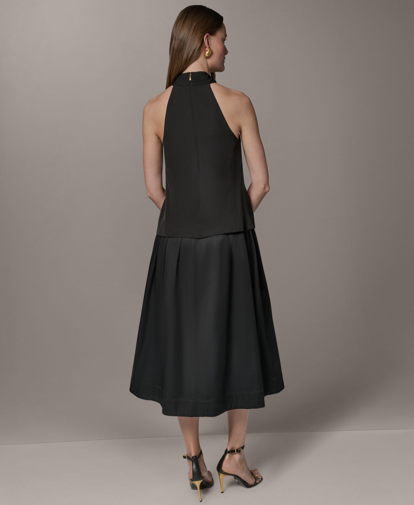 Женское платье Donna Karan New York Halter Twist-Front A-Line Midi, цвет: Чёрный — фото 7