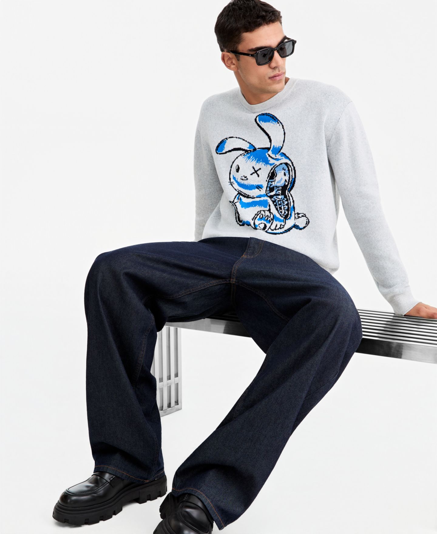 Мужской свитер Mode of One Graphic Crewneck Long-Sleeve Sweater, цвет: Сланцевый — фото 2