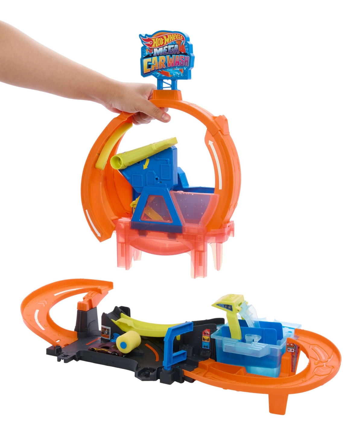 Hot Wheels 1:64 Scale City Mega Loop Car Wash Playset with Color Shifters Vehicle
