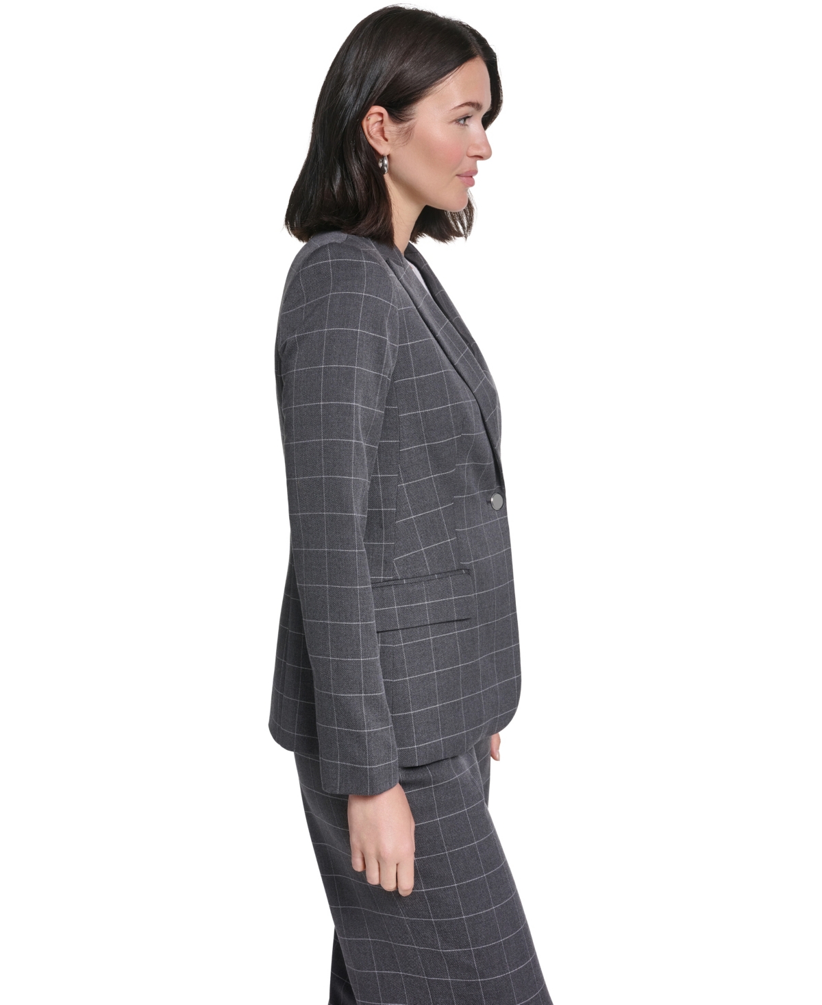 Calvin Klein Women's One-Button Notch Lapel with Front Pockets Jacket