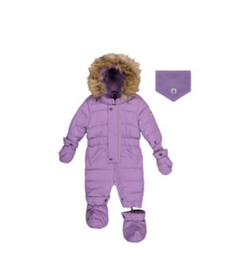 Baby Girls 6M TO 24M Original One Piece Puffy Snowsuit with Removable Mittens and Boots