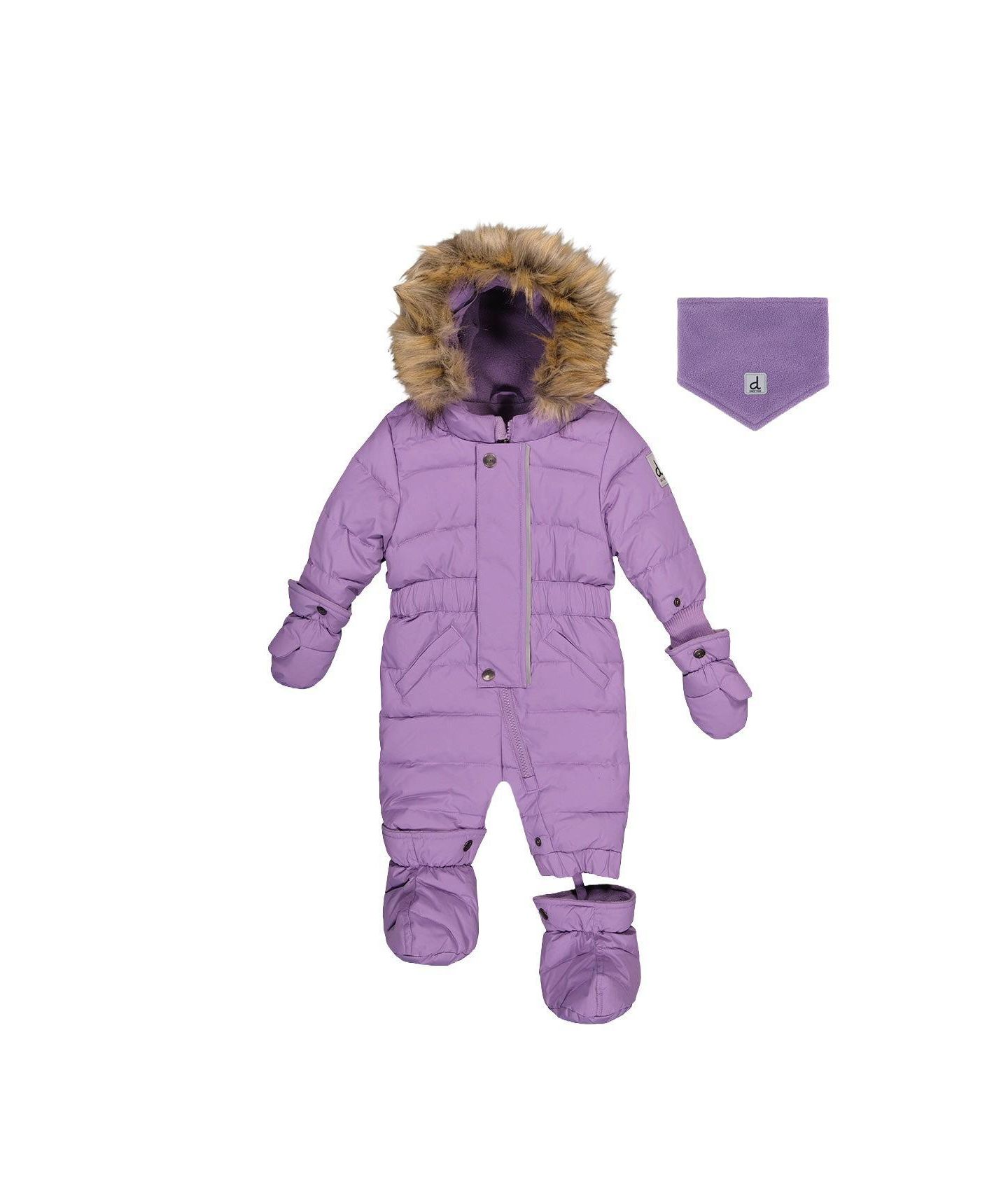 Комбинезон Deux par Deux 6M TO 24M Original One Piece Puffy Snowsuit with Removable Mittens and Boots для девочек-малышей, цвет: Фиолетовый — фото 1