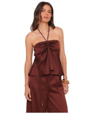 Women's Vita Halter Open-Back Satin Top