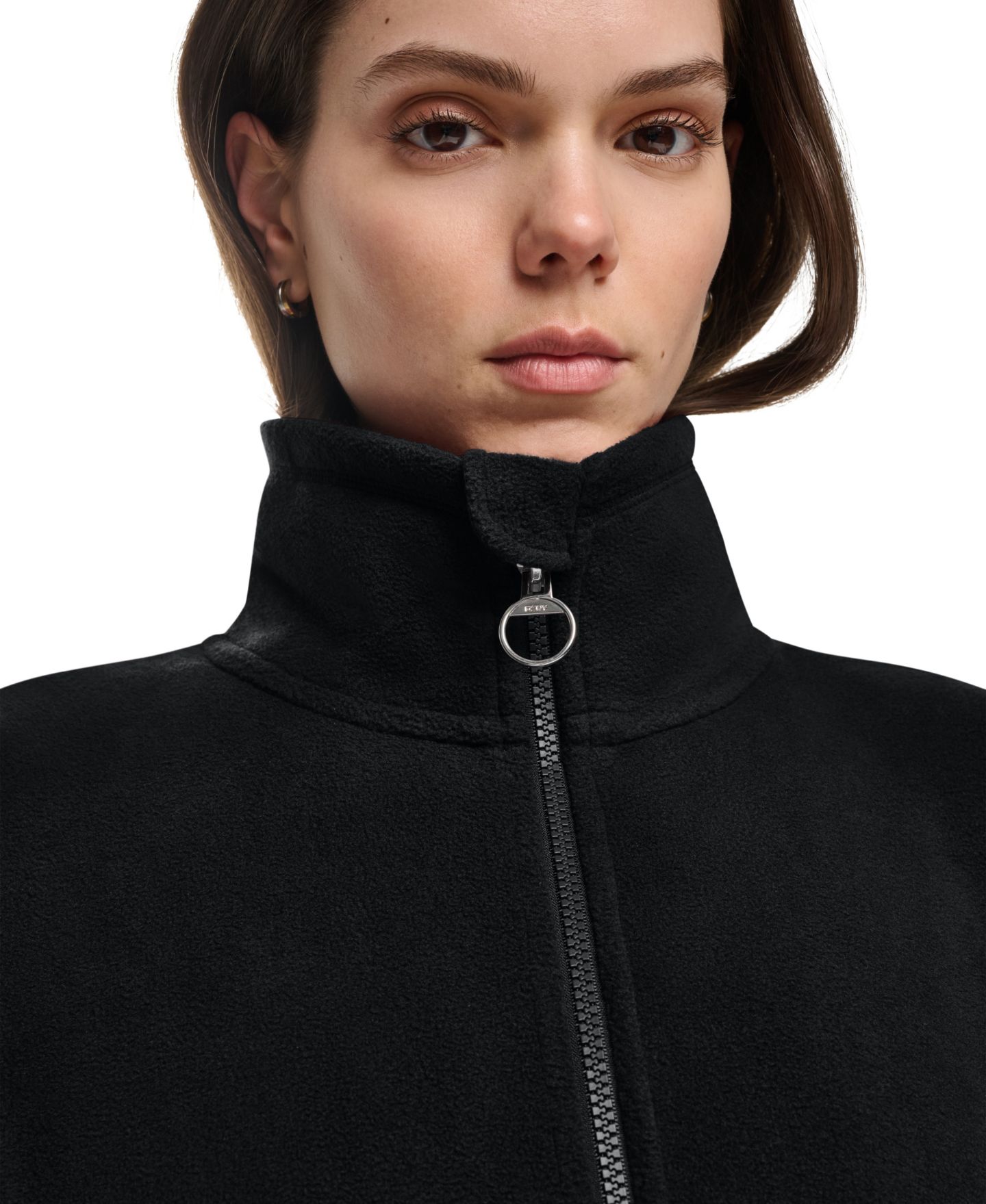 Женская куртка DKNY Sport Fleece Curved-Hem Zip-Up, цвет: Чёрный — фото 4