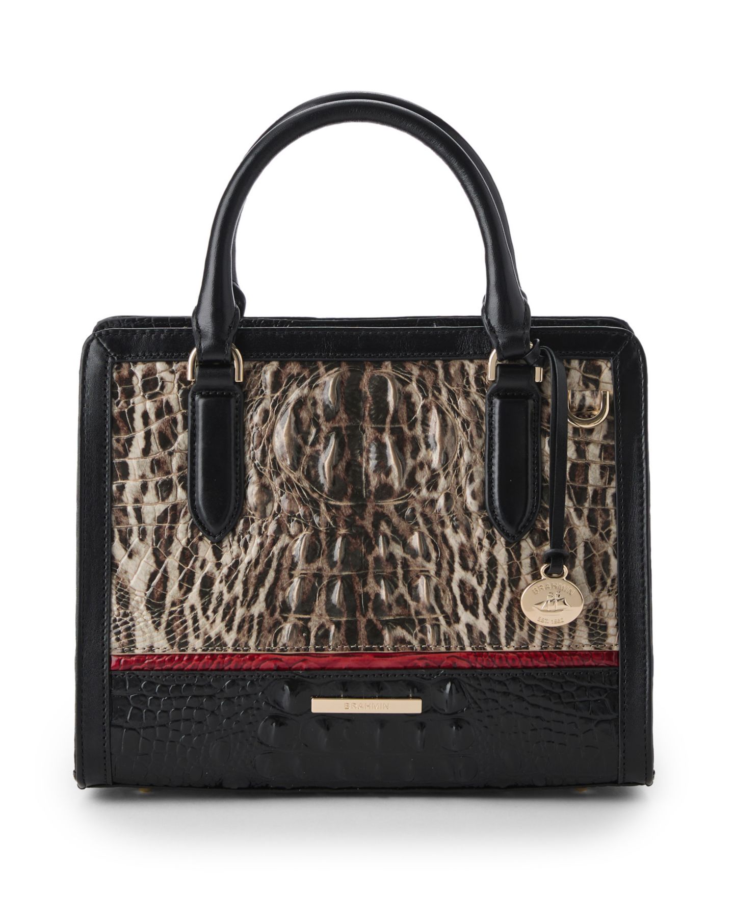 Женская сумка Brahmin Cami Calgary Leather Ocelot Small Satchel — фото 1