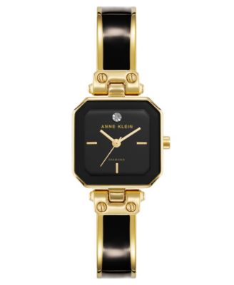 Women's Quartz Octagonal Gold-Tone Black Bangle Watch 24mm