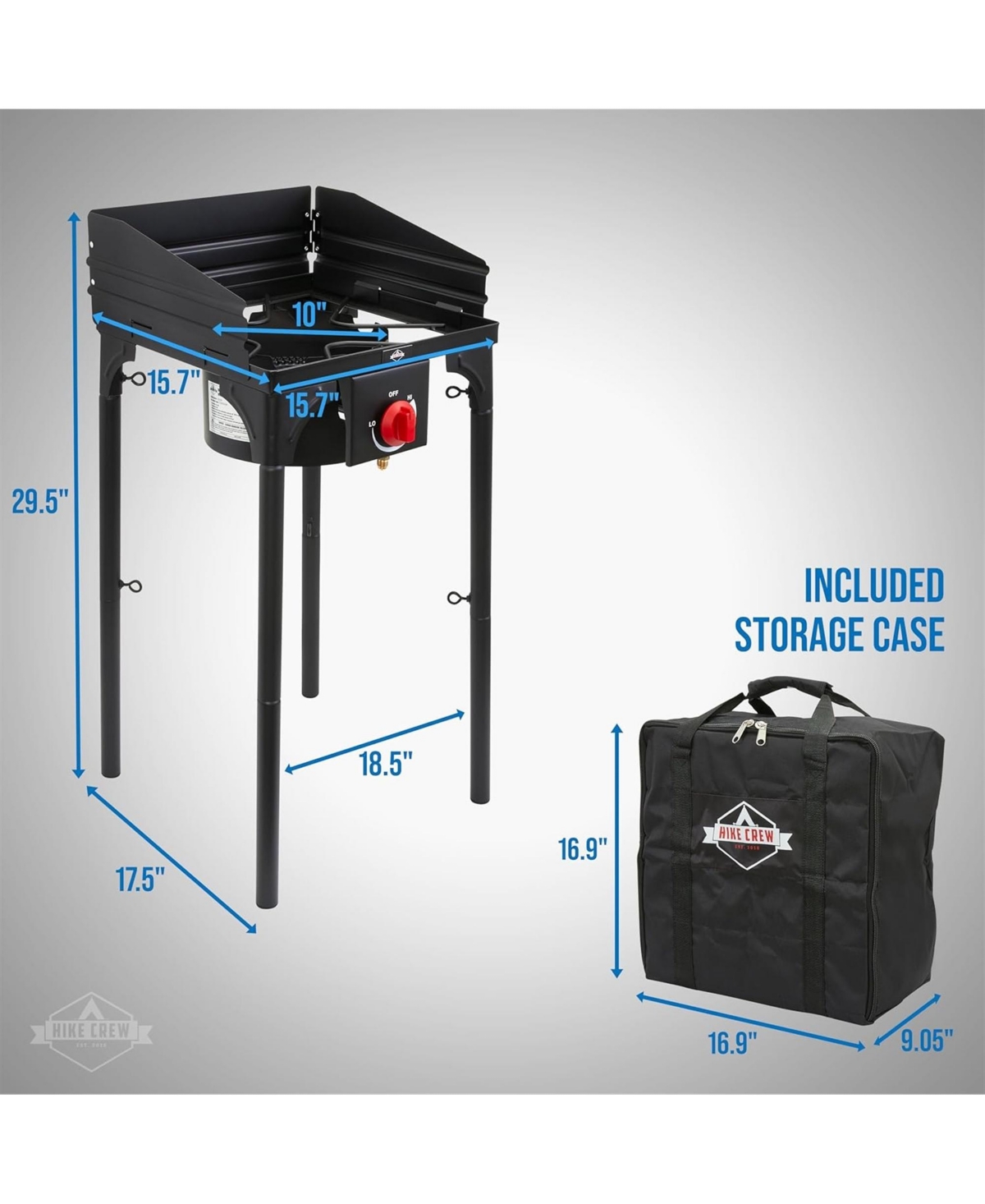 Hike Crew Cast Iron 1-Burner Gas Camping Stove, 75,000 Btu Portable Stove with Flame Control