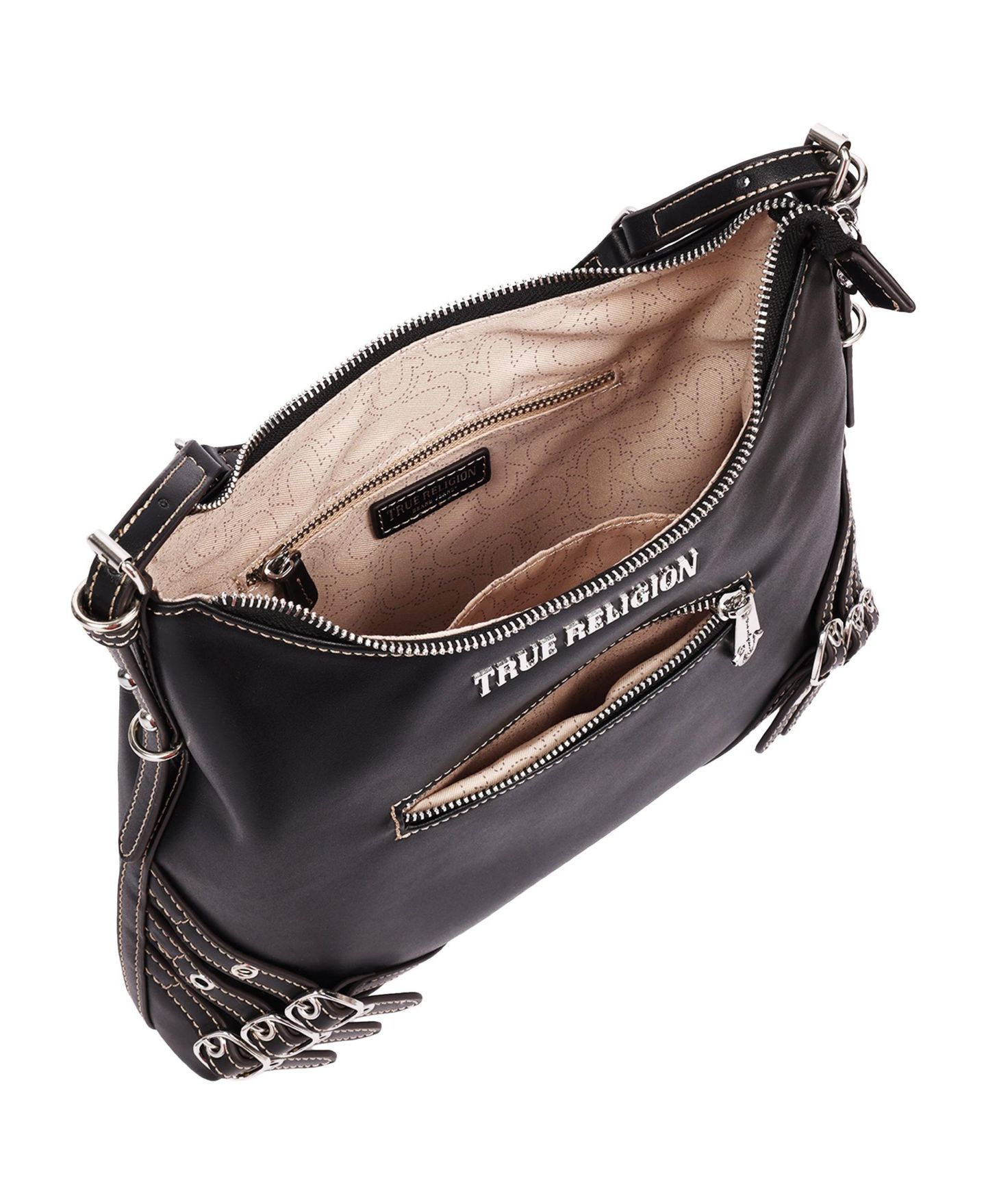 Женская сумка True Religion Triple Straps Large PU Hobo, цвет: Чёрный — фото 6