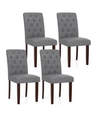 Wooden Dining Chair Set of 4 With Rubber Wood Legs Padded Seat S Springs High Back