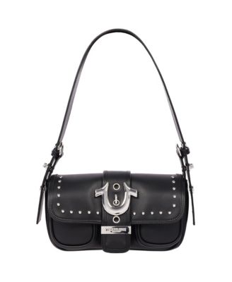 Women's Smooth Moto Studded Shoulder Bag