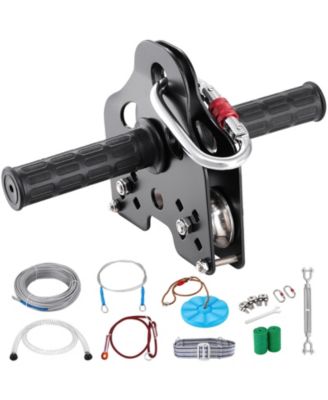 Zipline Kit for Kids and Teens, 100 ft Backyard Zip Line up to 500 lb with Spring Brake and Seat