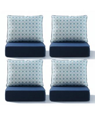 Luxury Outdoor Deep Seat Replacement Cushion Set 6in Thick Set of 4