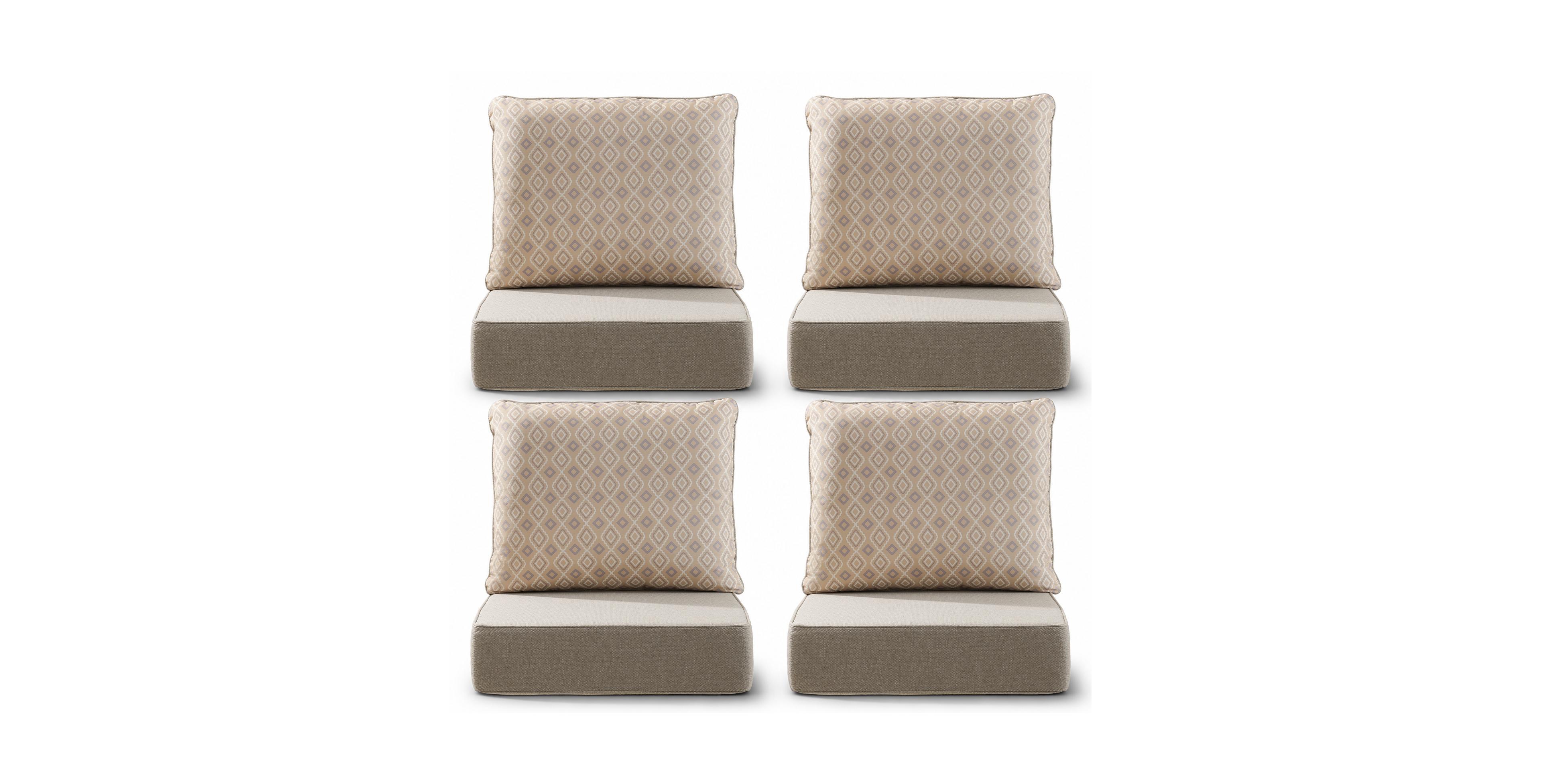 Pocassy Luxury Outdoor Deep Seat Replacement Cushion Set,6inch Thick,Set of 4