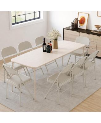 Set of 8 Metal Folding Chairs with Padded Cushion and Back – Durable Steel Frame, Indoor Outdoor Portable Stackable Seat, 350 lb Capacity
