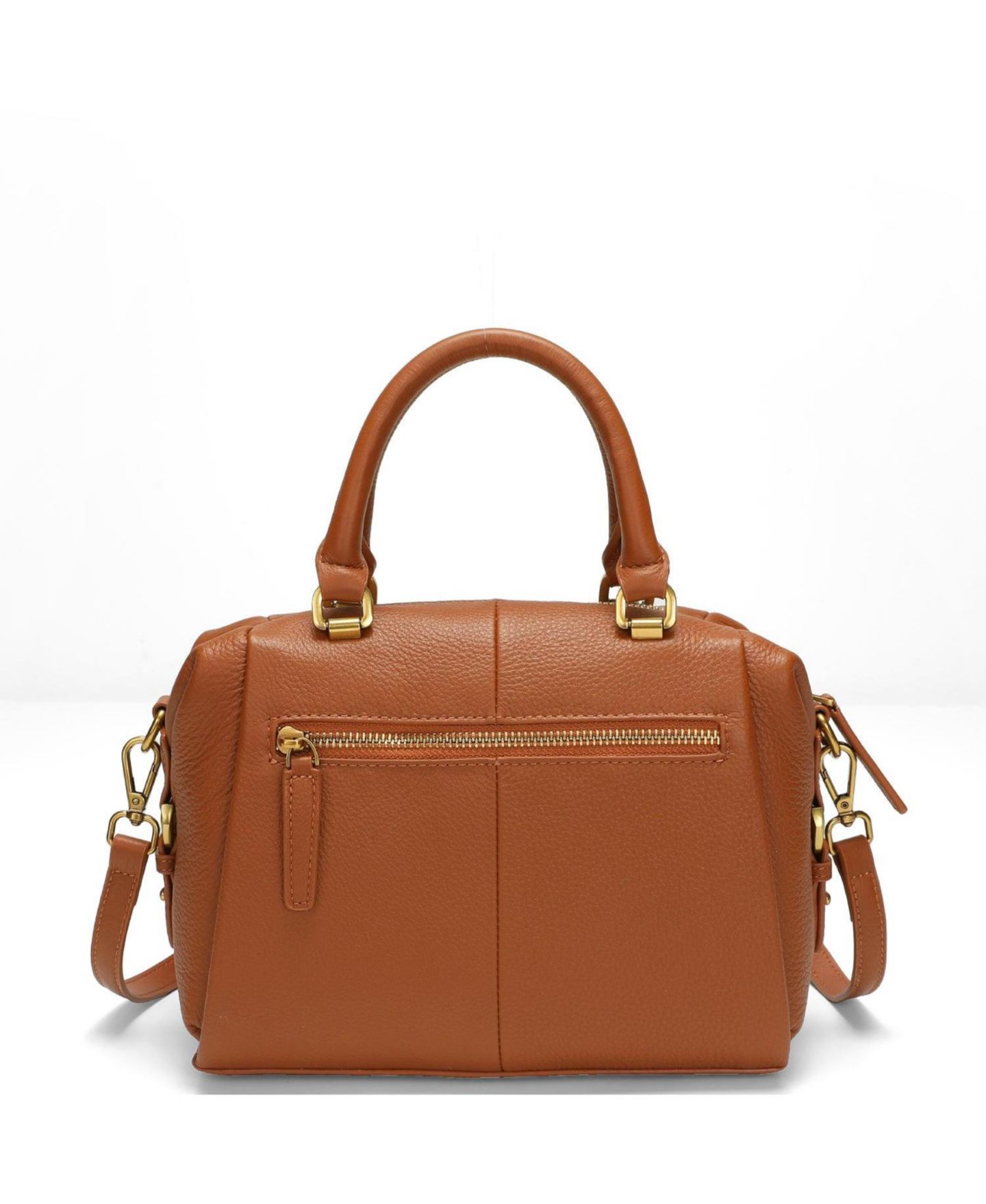 Женская сумка SUSU Quinn Pebbled Leather Boston Bag Structured Doctor Bag Top Handle Satchel Crossbody Bowling Handbag, цвет: Коньячный / Коричневый — фото 7