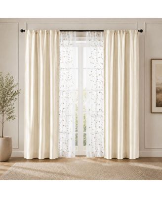 Jasmine Embroidered 6 Piece Rod Pocket Coordinating Sheer Window Curtain Panels