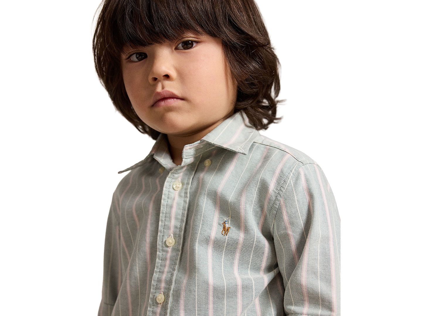 Рубашка Polo Ralph Lauren Striped Long-Sleeve Oxford Shirt для мальчиков, цвет: Тёмно-зелёный лавандовый разноцветный — фото 3