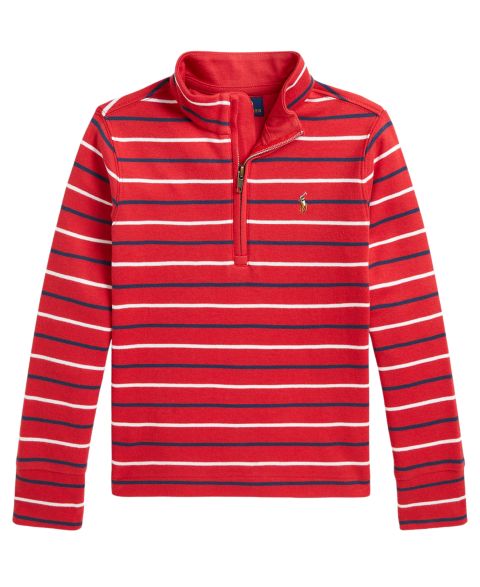 Рубашка Polo Ralph Lauren Interlock Quarter-Zip Shirt для мальчиков, цвет: Красный разноцветный