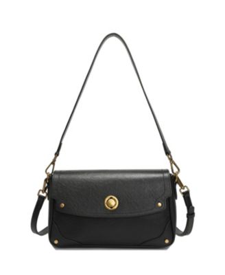 Women's Mila Leather Shoulder Bag Convertible Crossbody Purse with Gold Hardware