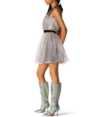 Women's Silver Fit & Flare Semi-Formal Cocktail & Party Dresses