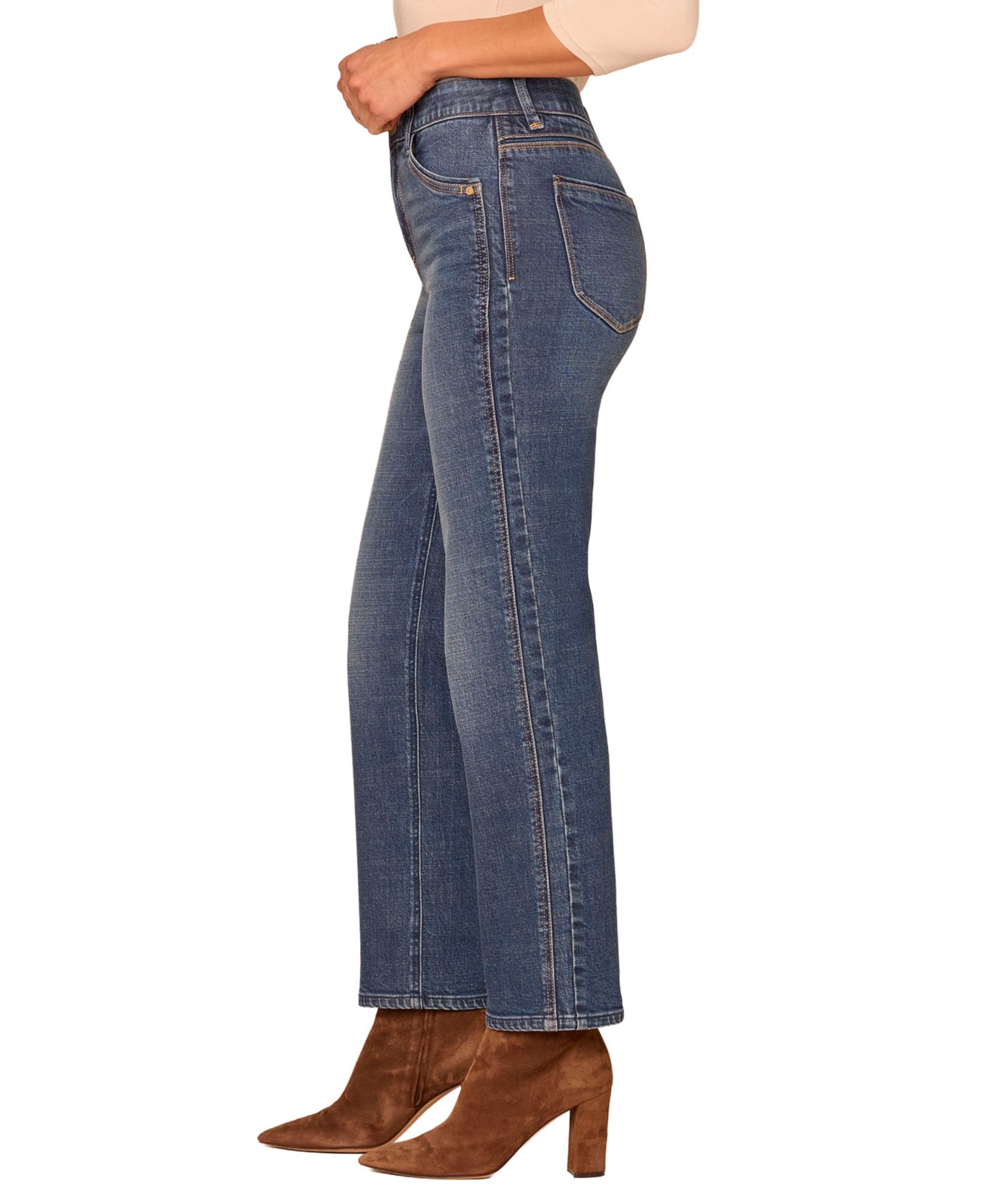 Женские джинсы Democracy Petite "Ab"Solution High-Rise Relaxed Straight-Leg Ankle, цвет: Синий — фото 2