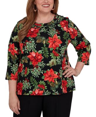 Plus Size Cardinals On Branches 3/4-Sleeve T-Shirt