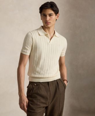 Men's Textured Cotton Polo Shirt