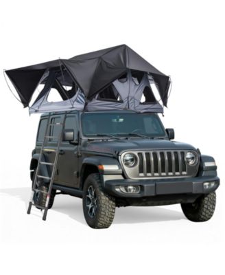 Foldable Aluminum Rooftop Tent for 2-3 Person with LED Light, 10 Windows and Mattress