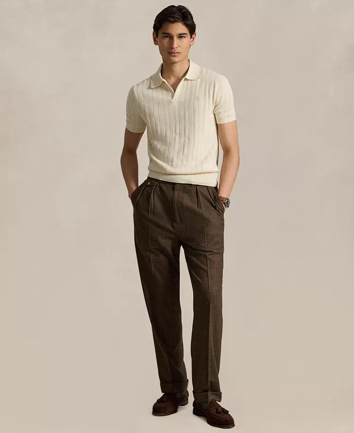 Men's Textured Cotton Polo Shirt - thumbnail 2