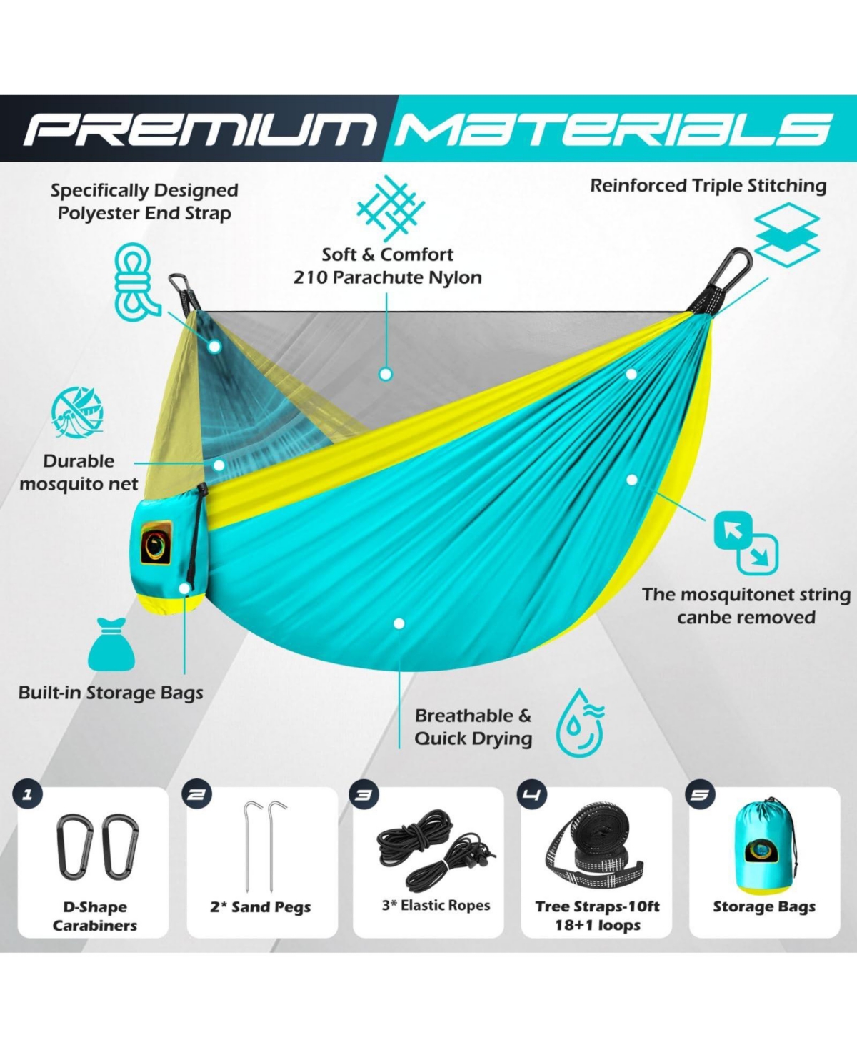 Piscifun Camping Hammock With Mosquito Net Portable Tree Straps For Outdoor Hiking Beach Backyard