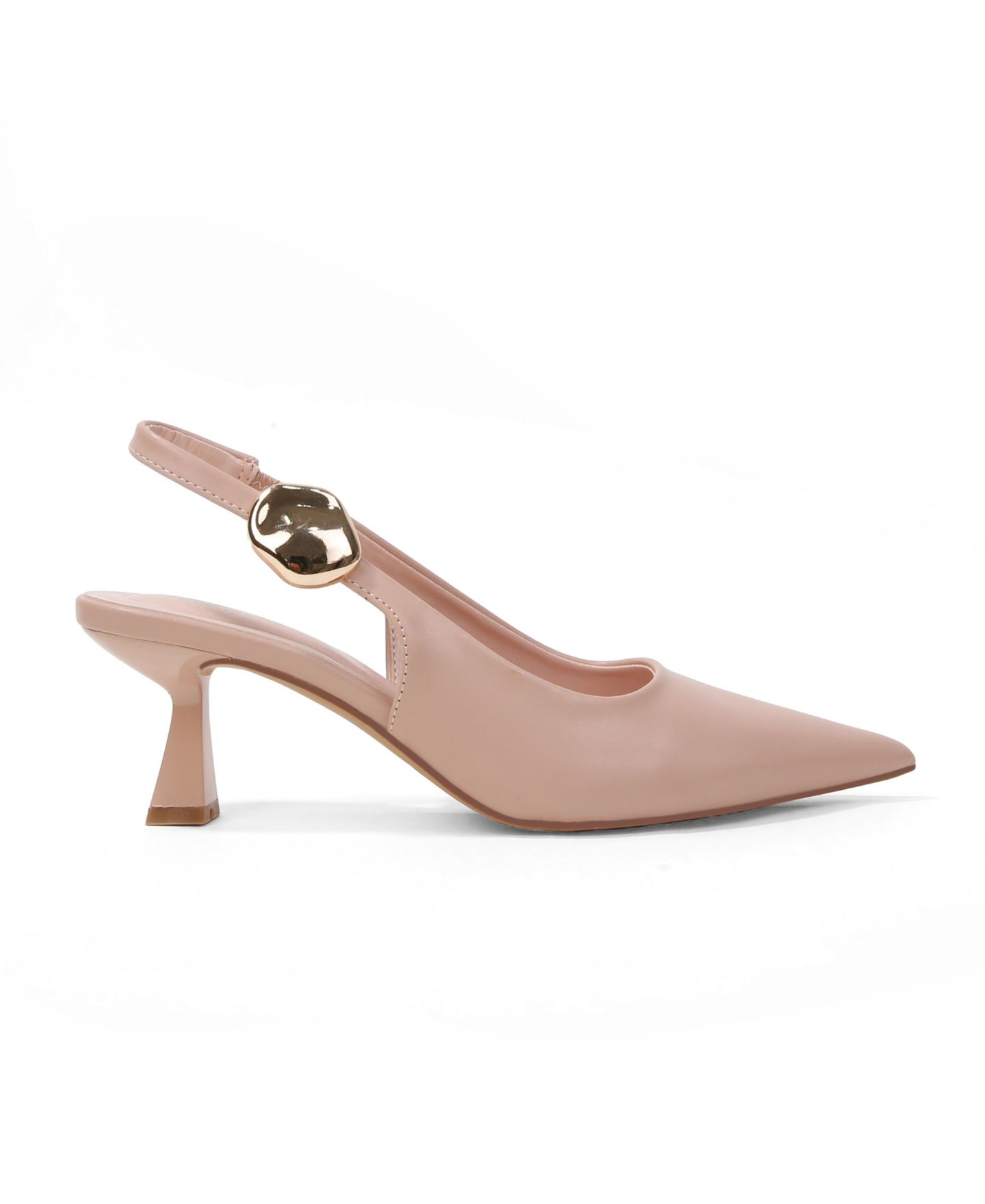 Женские туфли BERNESS Felina Pointed Toe Slingback Pumps with Gold Ornament, цвет: Бежевый — фото 2