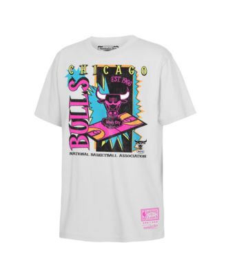 Big Boys and Girls White Chicago Bulls Neon Court Shock T-Shirt