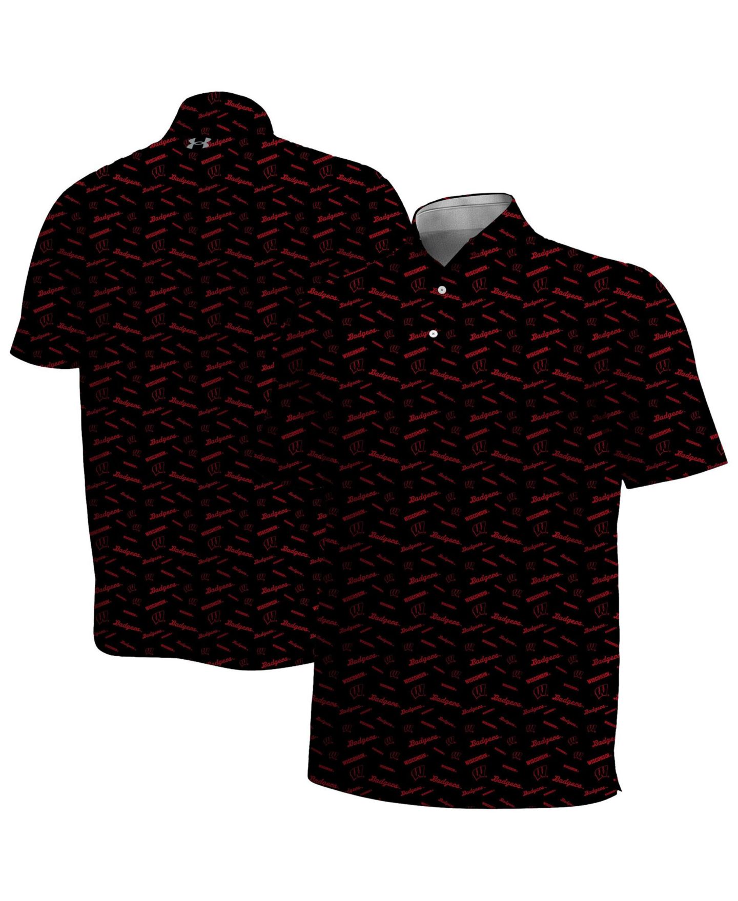 Мужское поло Under Armour Black Wisconsin Badgers Gameday Armourfuse Polo Shirt — фото 1