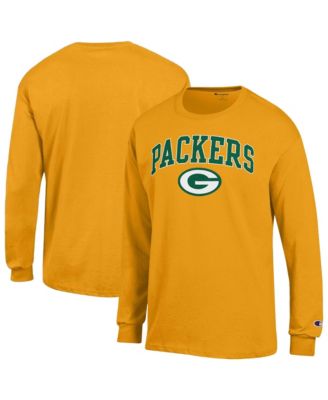 Men's Gold Green Bay Packers Arch Over Logo Long Sleeve T-Shirt