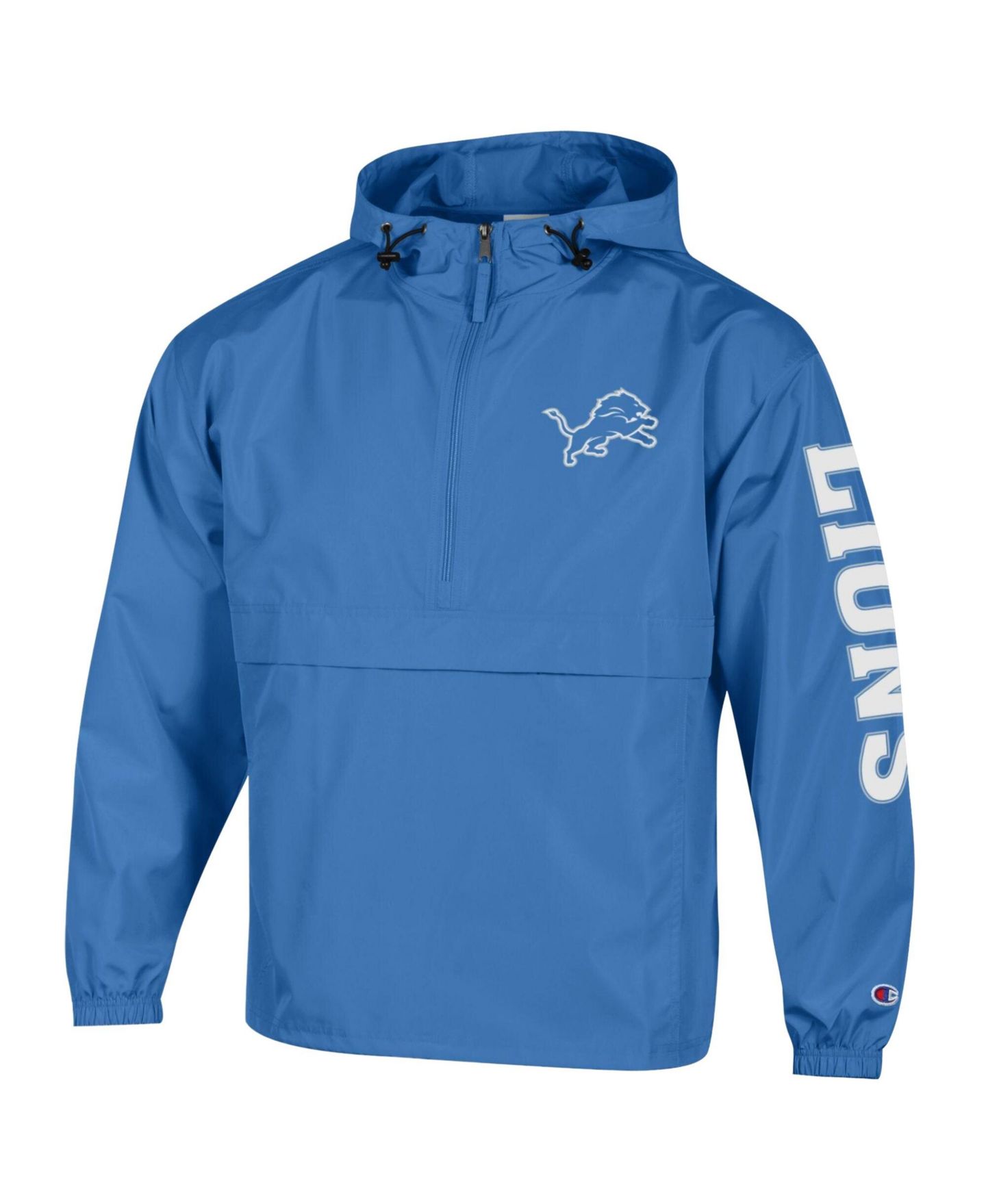 Мужские худи Champion Blue Detroit Lions Packable Hooded Windbreaker Half-Zip — фото 3