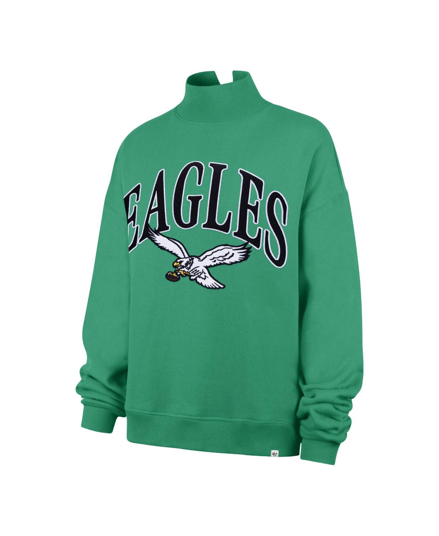 Женский свитшот '47 Brand Kelly Green Philadelphia Eagles Oversized Vantage Mock Neck — фото 3