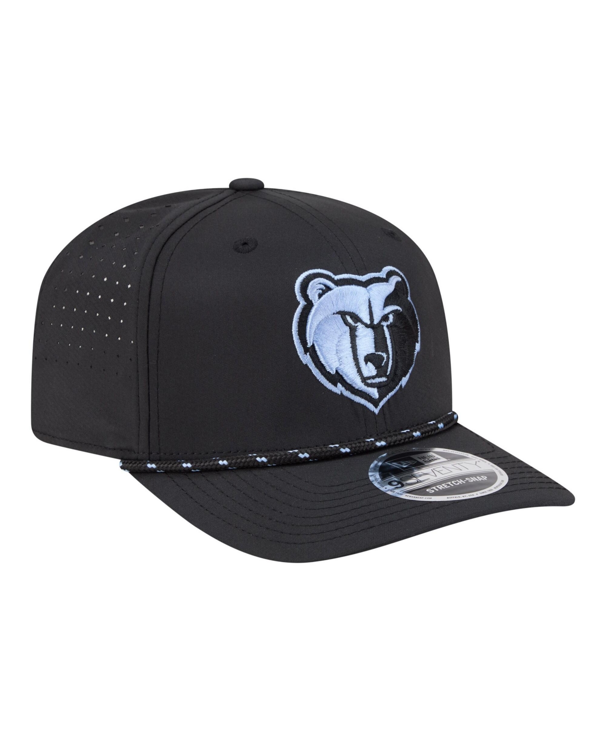 New Era Men's Black Memphis Grizzlies Sport Rope Vented Stretch-Snap 9SEVENTY Hat