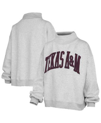 Women's Ash Texas A M Aggies Oversized Nelson Mock Neck Sweatshirt