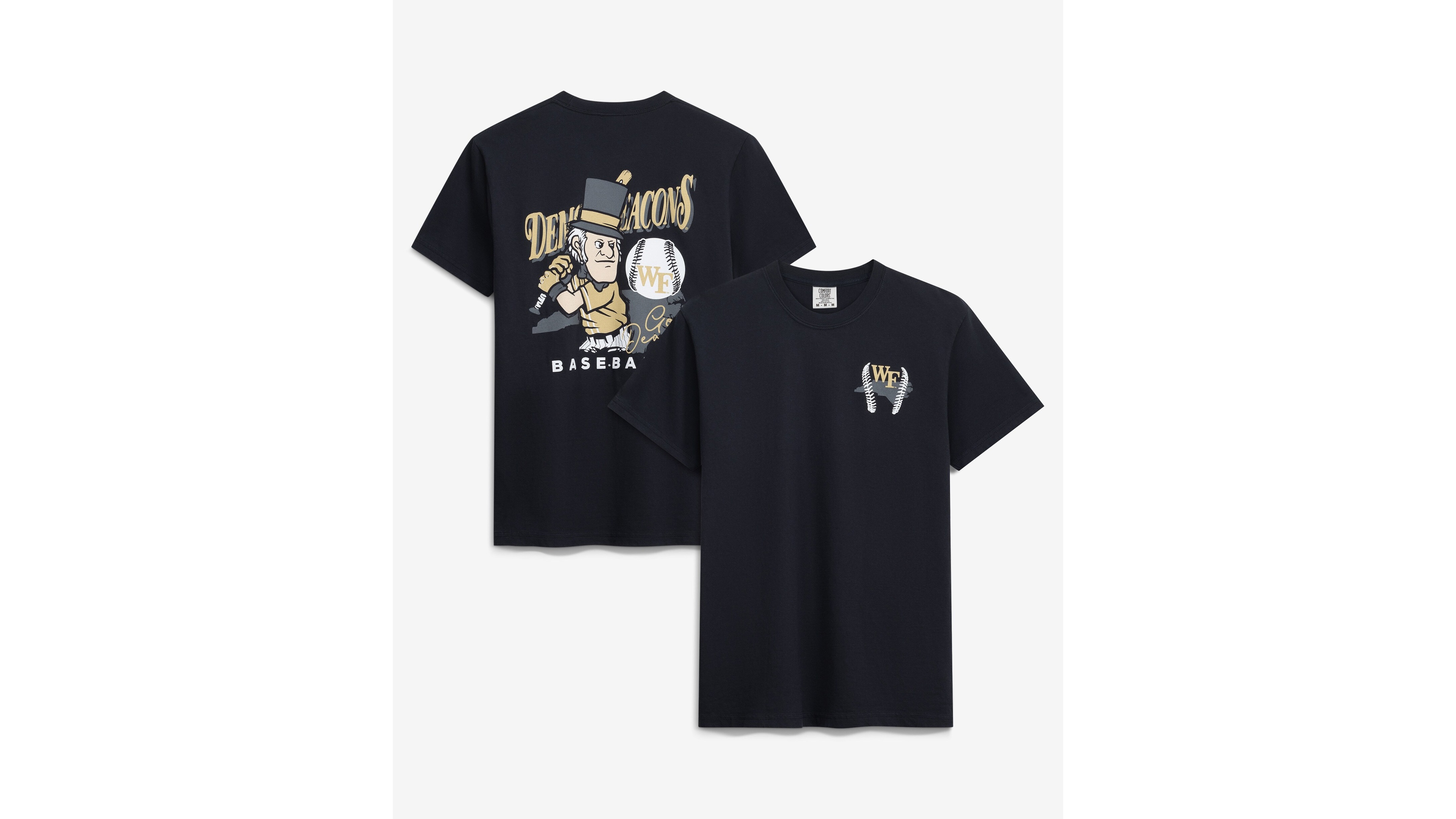 Image One Men's Black Wake Forest Demon Deacons Drawn Mascot Baseball T-Shirt