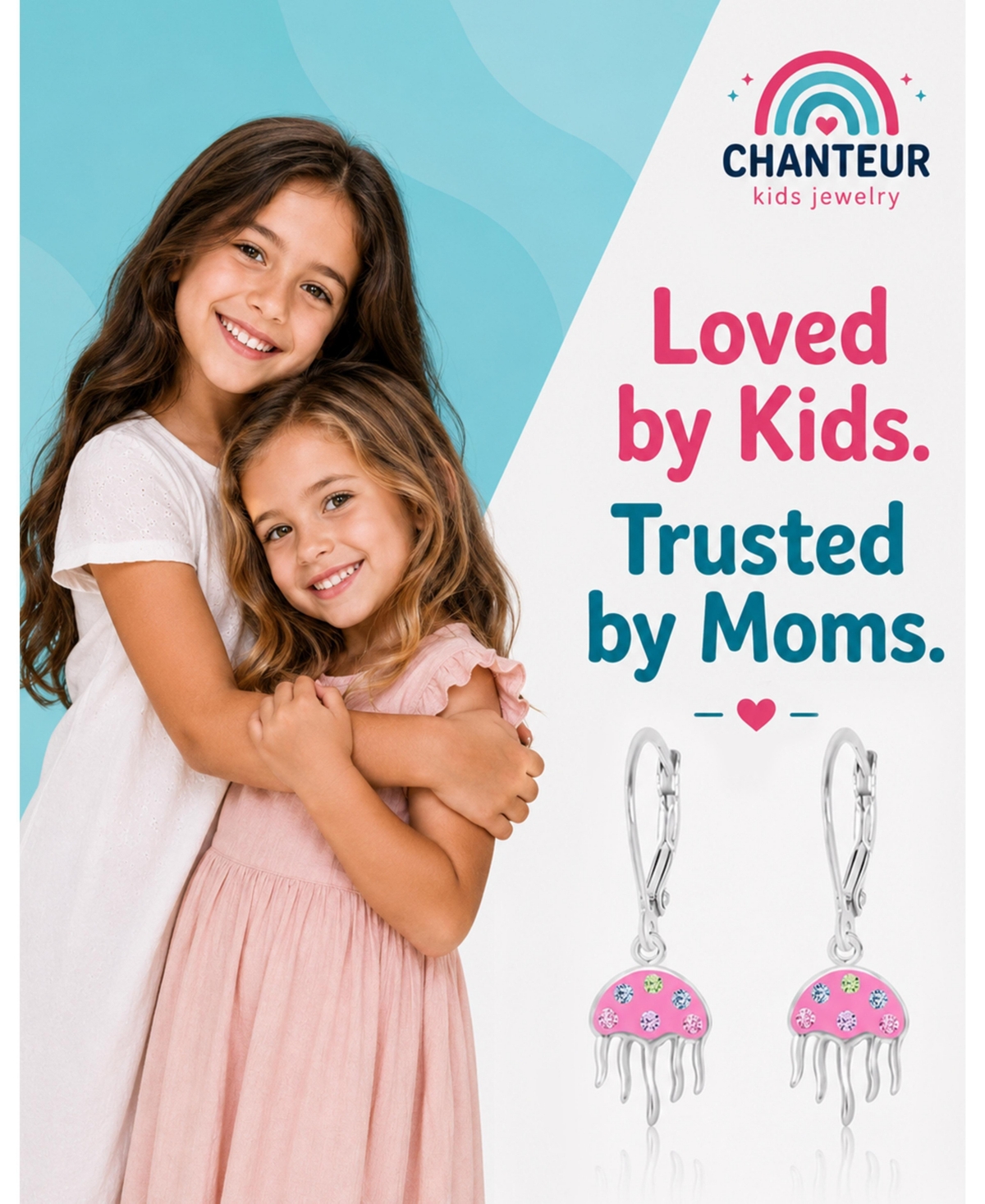Chanteur Kids Jellyfish Hypoallergenic Earrings for Girls with Sterling Silver Leverbacks