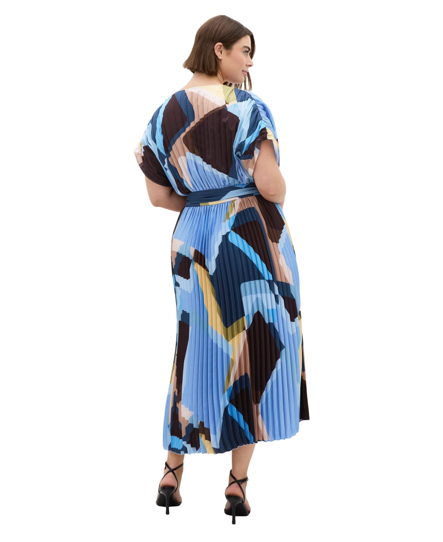 Женское платье CITY CHIC Plus Size Hailey Geo Abstract Print Pleat Wrap Midi, цвет: Синий — фото 2