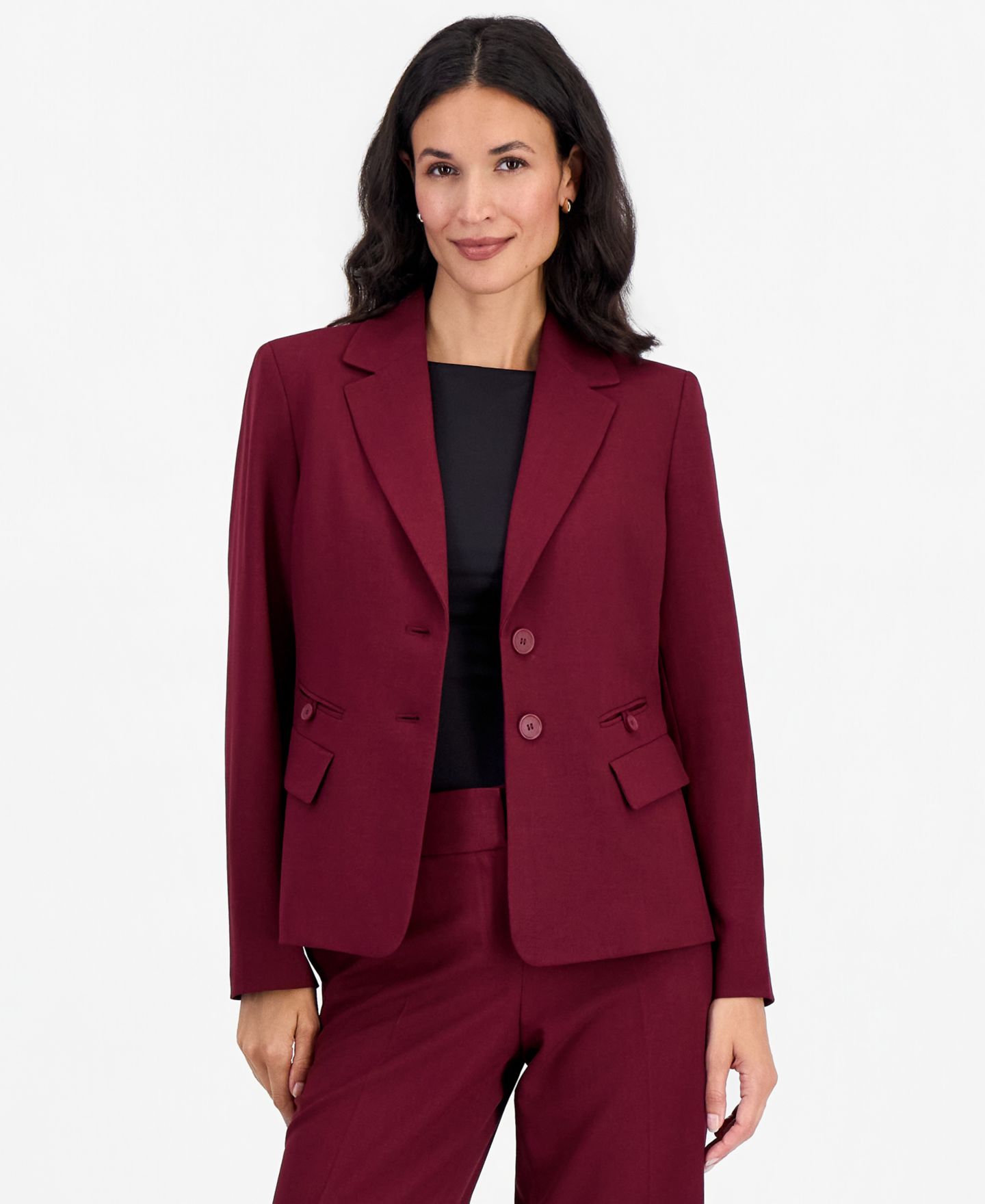 Женские брюки Le Suit Stretch Wide Leg 2-Piece Pant Suit, цвет: Бордо — фото 2