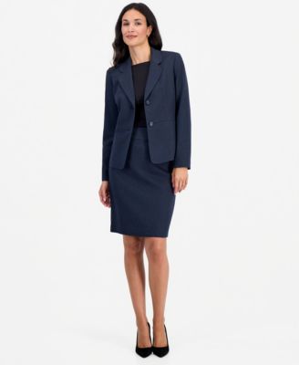 Women's Slim-Fit Notch-Collar Two-Button Jacket and Skirt, 2-Piece Set
