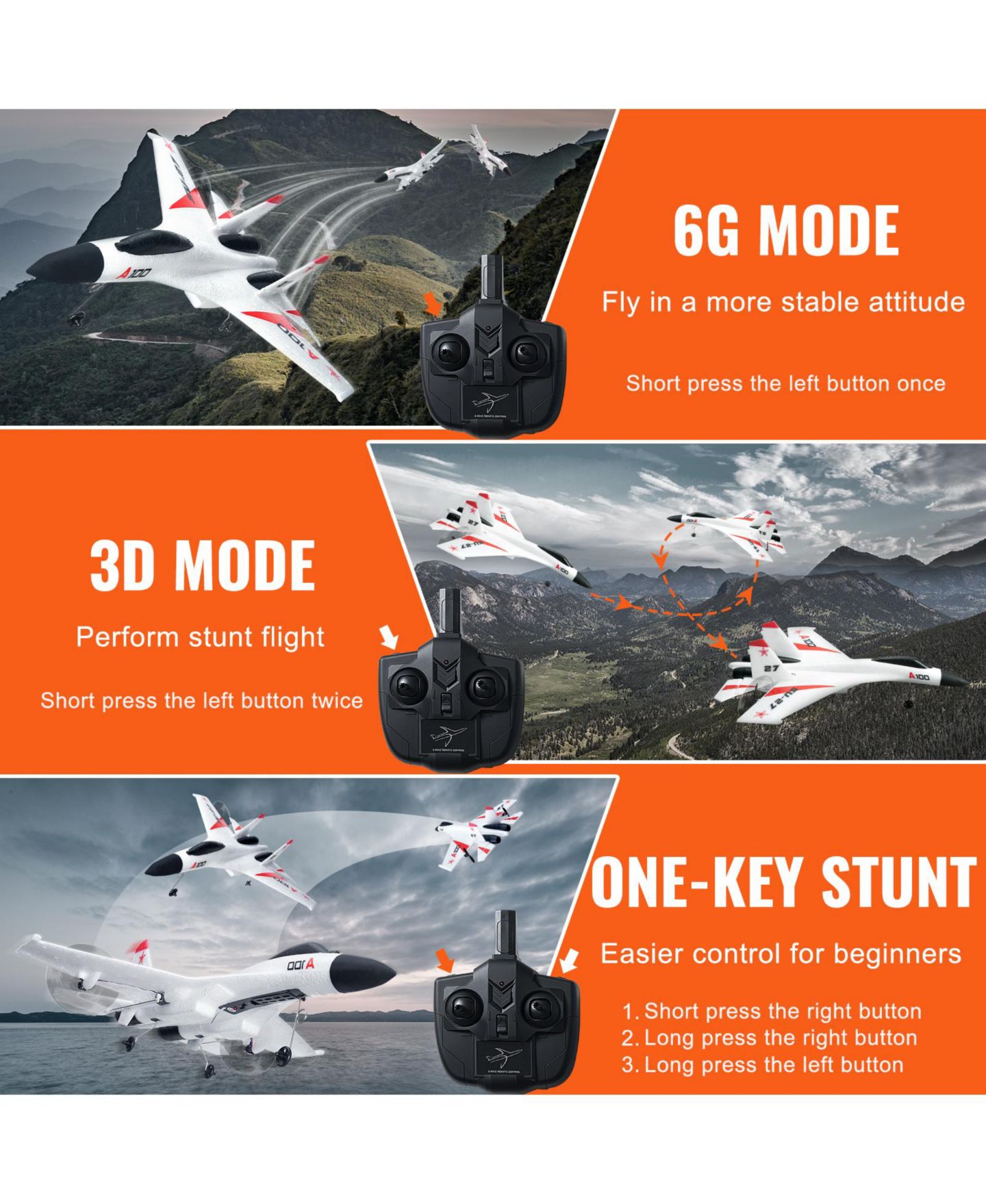 Детская игрушка SEVORLEY Ready-to-Fly 4-Channel Aerobatic Remote Control Airplane, цвет: Белый / Красный — фото 6