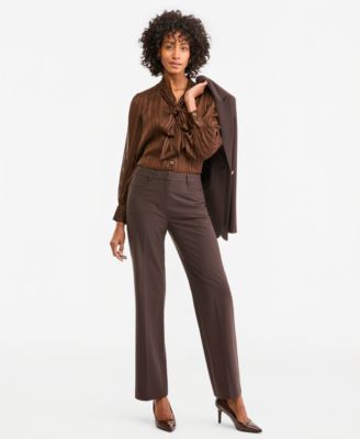 Women's Bird Eye Mid-Rise Flare-Leg Pants