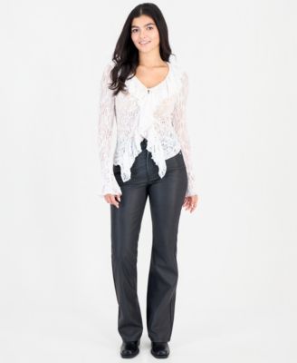 Women's Double Knot High-Waisted Bootcut Faux Leather Pants
