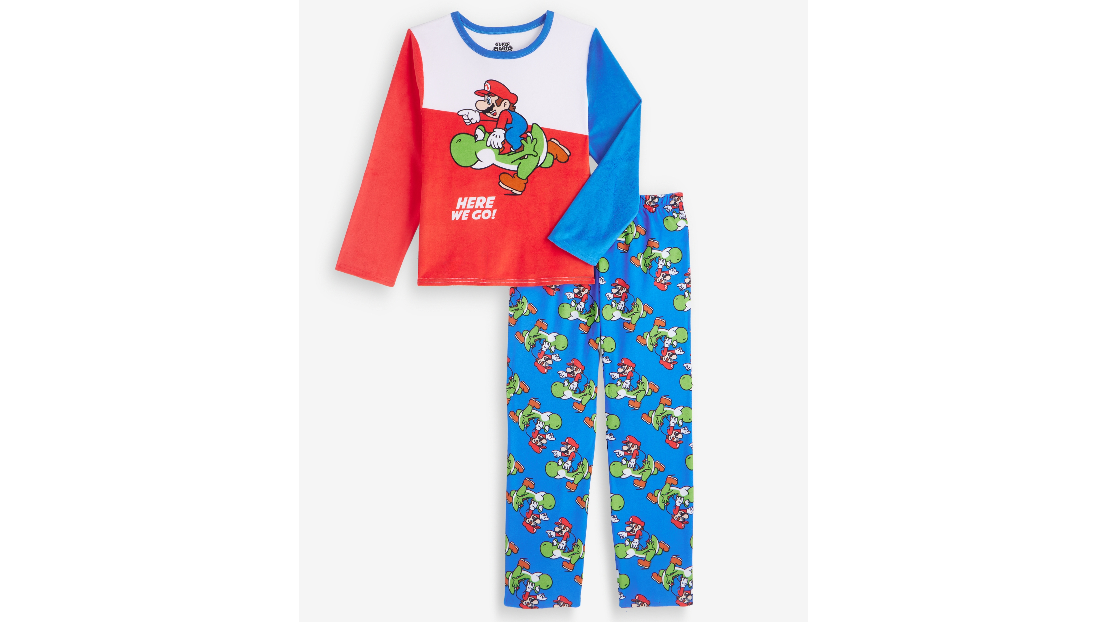 Super Mario Boys' 4-20 Fleece Long-Sleeve Top and Pants, 2-Piece Set