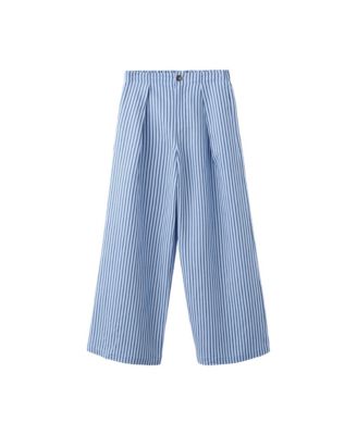 Women's Striped Flowy Wide-Leg Pleated Pants